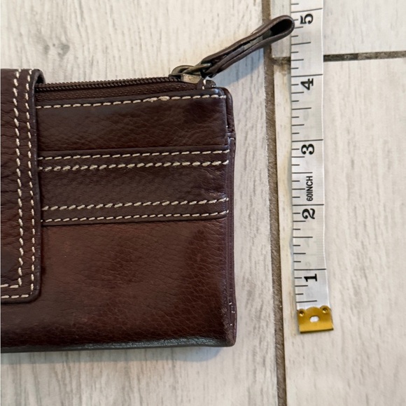 VTG FOSSIL Genuine Leather Wallet Brown BiFold w/ Snap & Zip - Picture 10 of 11